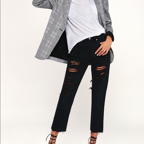 Levi's Denim - Levi’s 501 Cropped Black Distressed Jeans